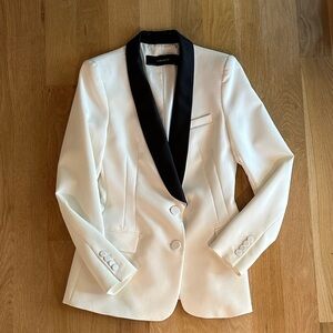 Zara White Tux Jacket with Black Collar